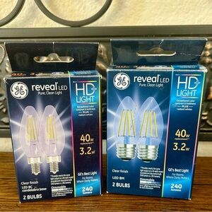 GE Reveal LED HD + Light Bulbs Candelabra Bases